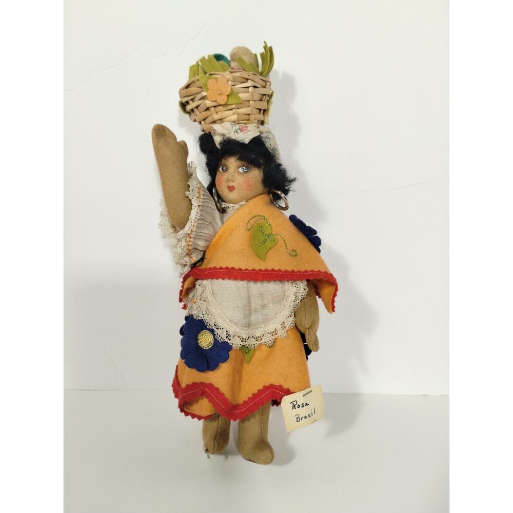 Vintage Brazil Rosa 10.5”Art Felt Doll - Likely João Perotti